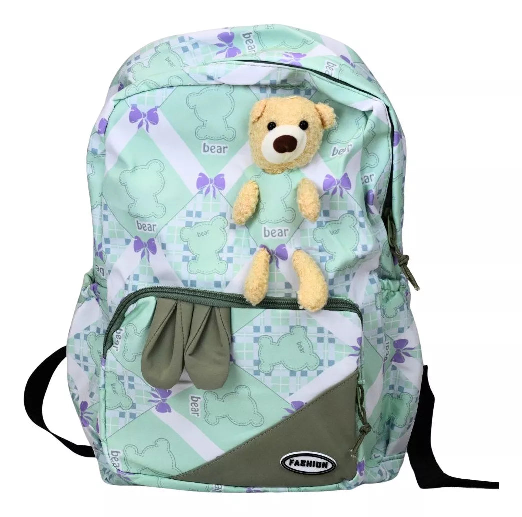 Mochila Infantil , Porta Botella Y Bolsillos De Tela